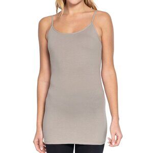 NWT- Women's Long Cami Tunic with Shelf Bra, Oyster Green